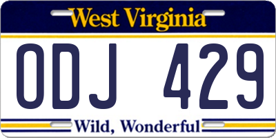 WV license plate ODJ429