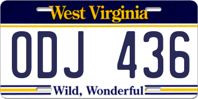 WV license plate ODJ436