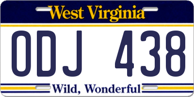 WV license plate ODJ438