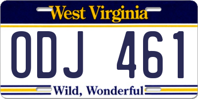 WV license plate ODJ461