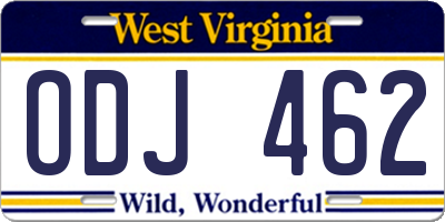 WV license plate ODJ462