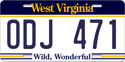 WV license plate ODJ471