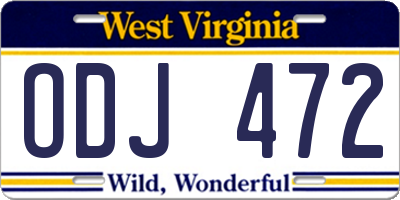 WV license plate ODJ472