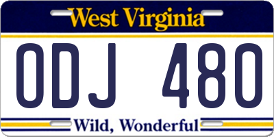 WV license plate ODJ480