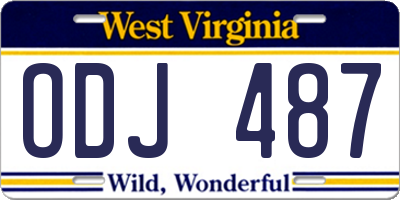 WV license plate ODJ487