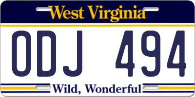 WV license plate ODJ494