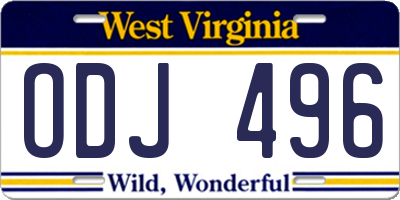 WV license plate ODJ496