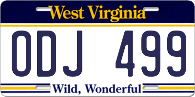 WV license plate ODJ499