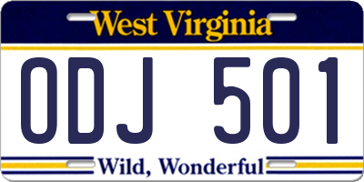 WV license plate ODJ501