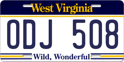 WV license plate ODJ508