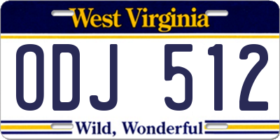 WV license plate ODJ512