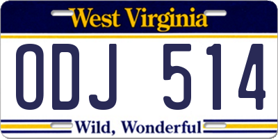 WV license plate ODJ514