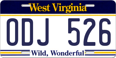 WV license plate ODJ526