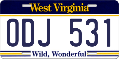 WV license plate ODJ531