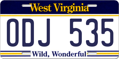 WV license plate ODJ535