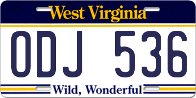 WV license plate ODJ536