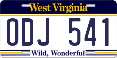 WV license plate ODJ541