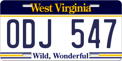 WV license plate ODJ547