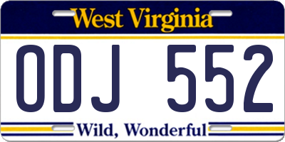 WV license plate ODJ552