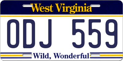 WV license plate ODJ559
