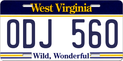 WV license plate ODJ560