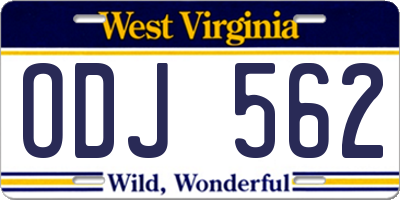 WV license plate ODJ562