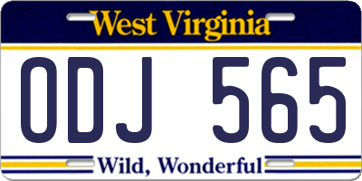 WV license plate ODJ565
