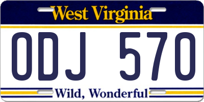 WV license plate ODJ570