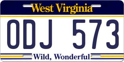 WV license plate ODJ573