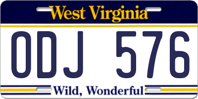 WV license plate ODJ576