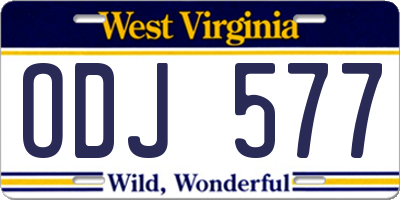 WV license plate ODJ577