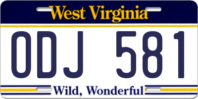 WV license plate ODJ581