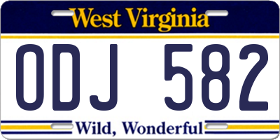 WV license plate ODJ582