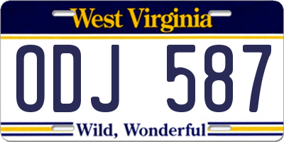 WV license plate ODJ587