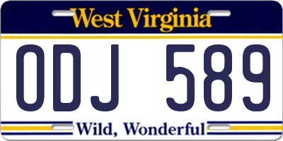 WV license plate ODJ589