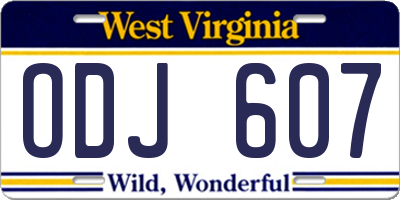 WV license plate ODJ607