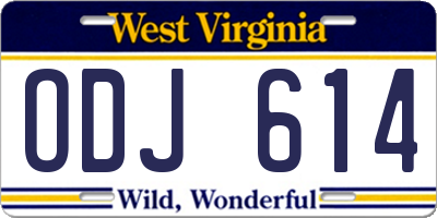WV license plate ODJ614