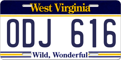 WV license plate ODJ616