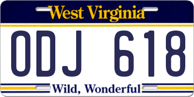 WV license plate ODJ618
