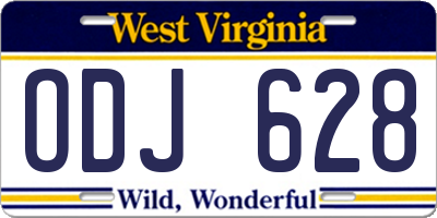 WV license plate ODJ628
