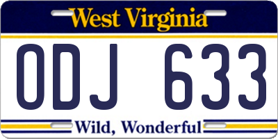 WV license plate ODJ633