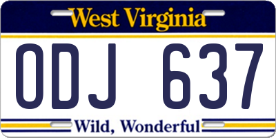WV license plate ODJ637