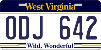 WV license plate ODJ642