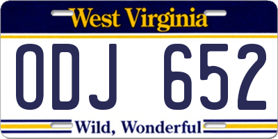 WV license plate ODJ652