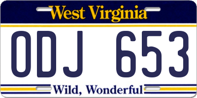WV license plate ODJ653