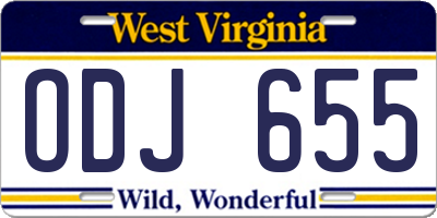 WV license plate ODJ655