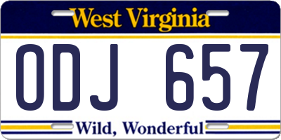 WV license plate ODJ657