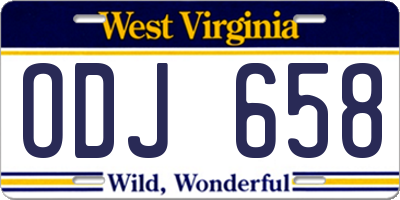 WV license plate ODJ658