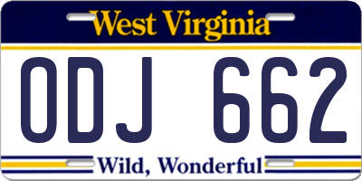 WV license plate ODJ662