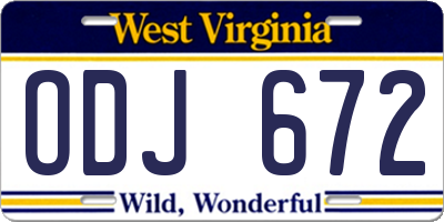 WV license plate ODJ672